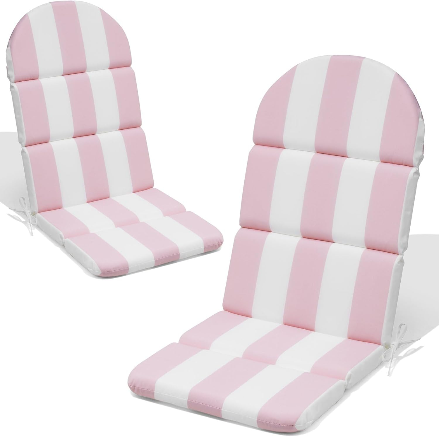 Pink and White Striped High Back Adirondack Chair Cushions