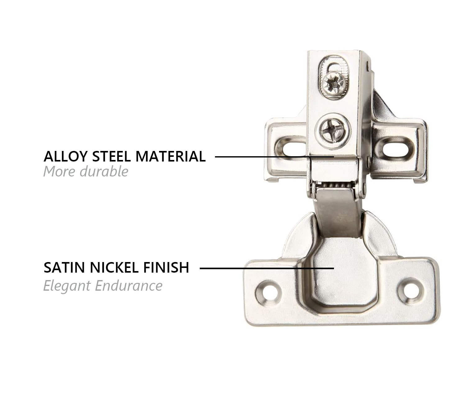 20 Pack - Silverline Face Frame Quiet Soft Close Cabinet Door Hinges, 1/2 Inch Overlay, with Built-in Metal Dampers, Strong Heavy Duty Steel for Kitchen Bathroom