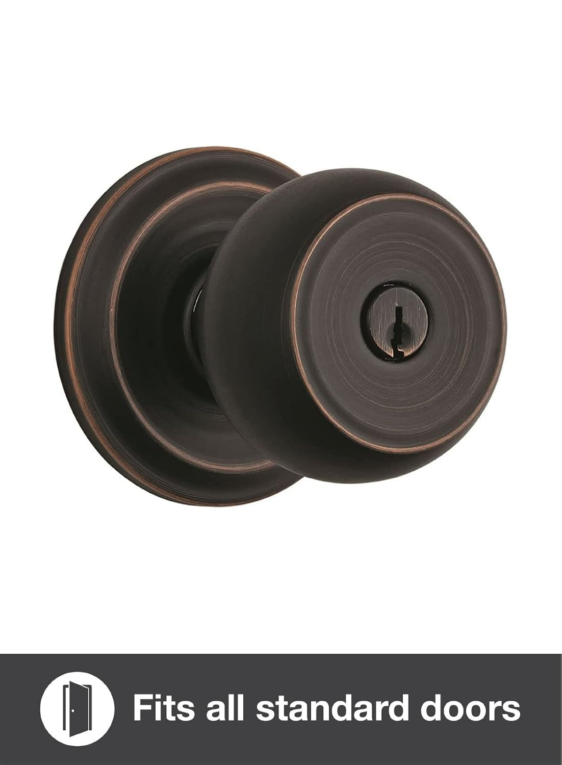 Brinks Push Pull Rotate Stafford Keyed Entry Doorknob in Tuscan Bronze