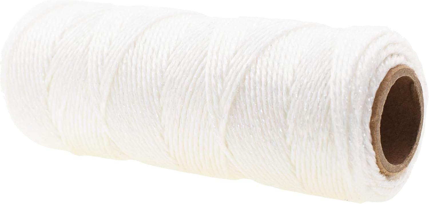 Mandala Crafts Metallic Bakers Twine for Gift Wrapping - White Christmas String for Crafts - 1mm Decorative Twine