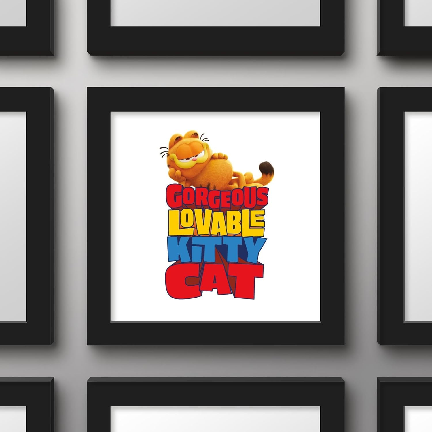 Gallery Pops The Garfield Movie - Gorgeous Lovable Kitty Cat Wall Art, Black Framed Version, 12" x 12"