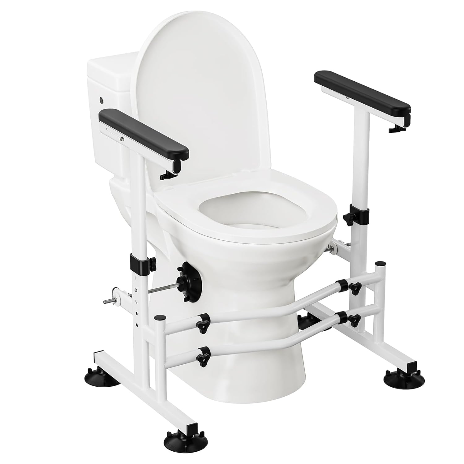 Toilet Safety Rails for Seniors, WAYES Toilet Safety Frame with Arms for Elderly, Handicap, Disabled, Adjustable Width and Height Fit for Most Toilets, 350lbs