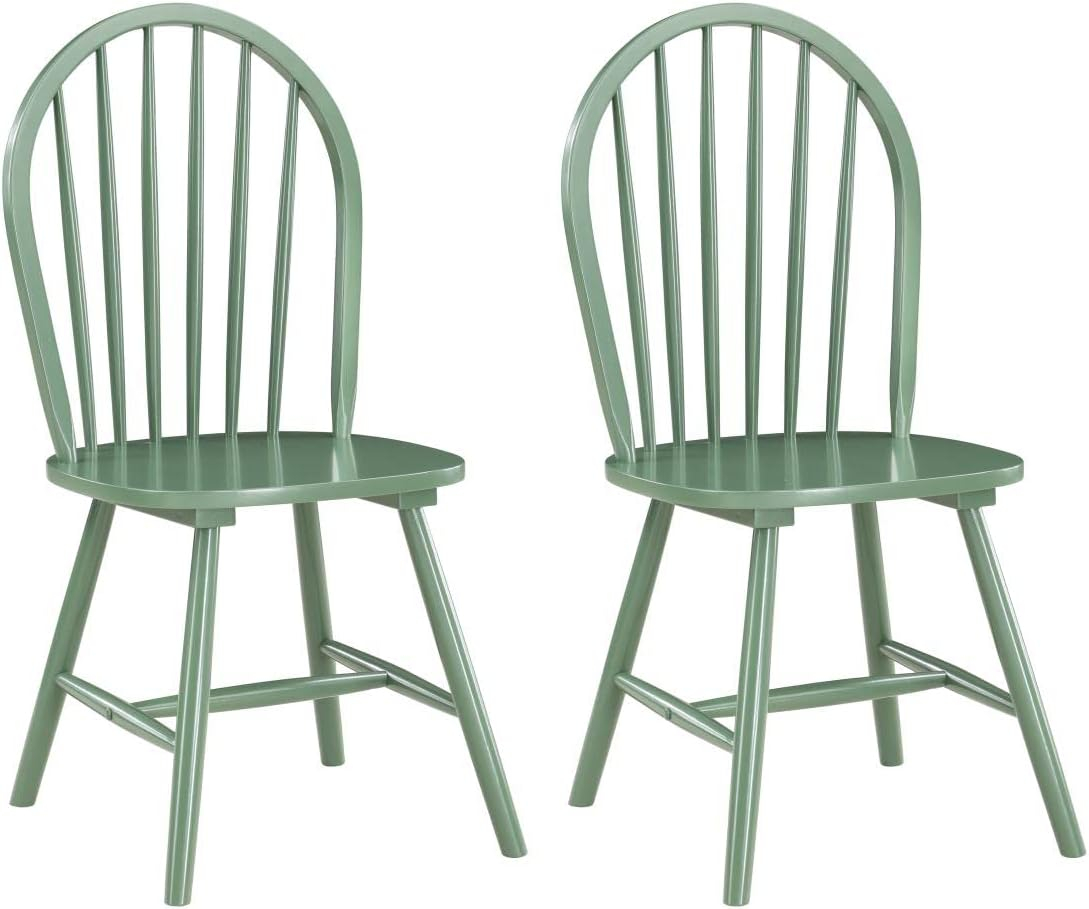 Boraam Carolina Rubberwood Equestrian Green Dining Room Chairs – Set of 2