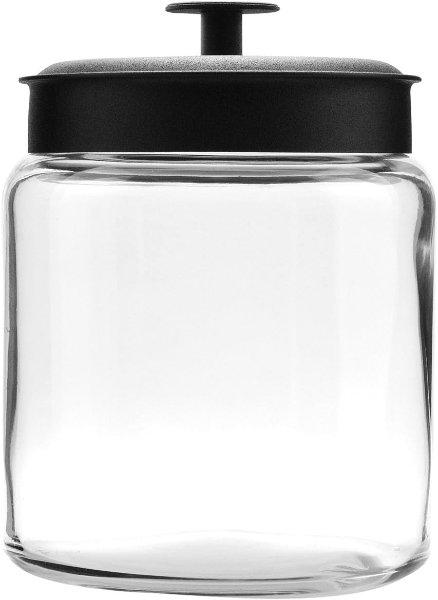 Clear Glass Jar with Black Metal Lid, 96 Ounce, Dishwasher Safe