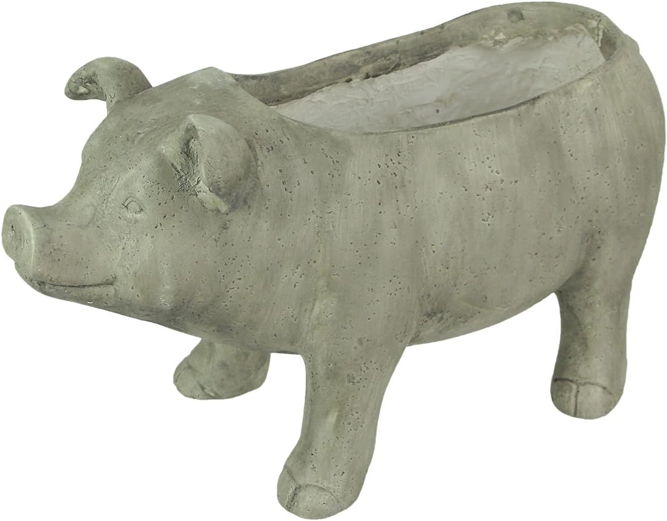 Zeckos Weathered Gray Resin Smiling Pig Planter Outdoor Décor 17 inch