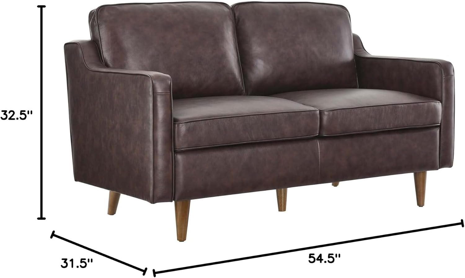 Modway Impart Genuine Leather Loveseat in Brown