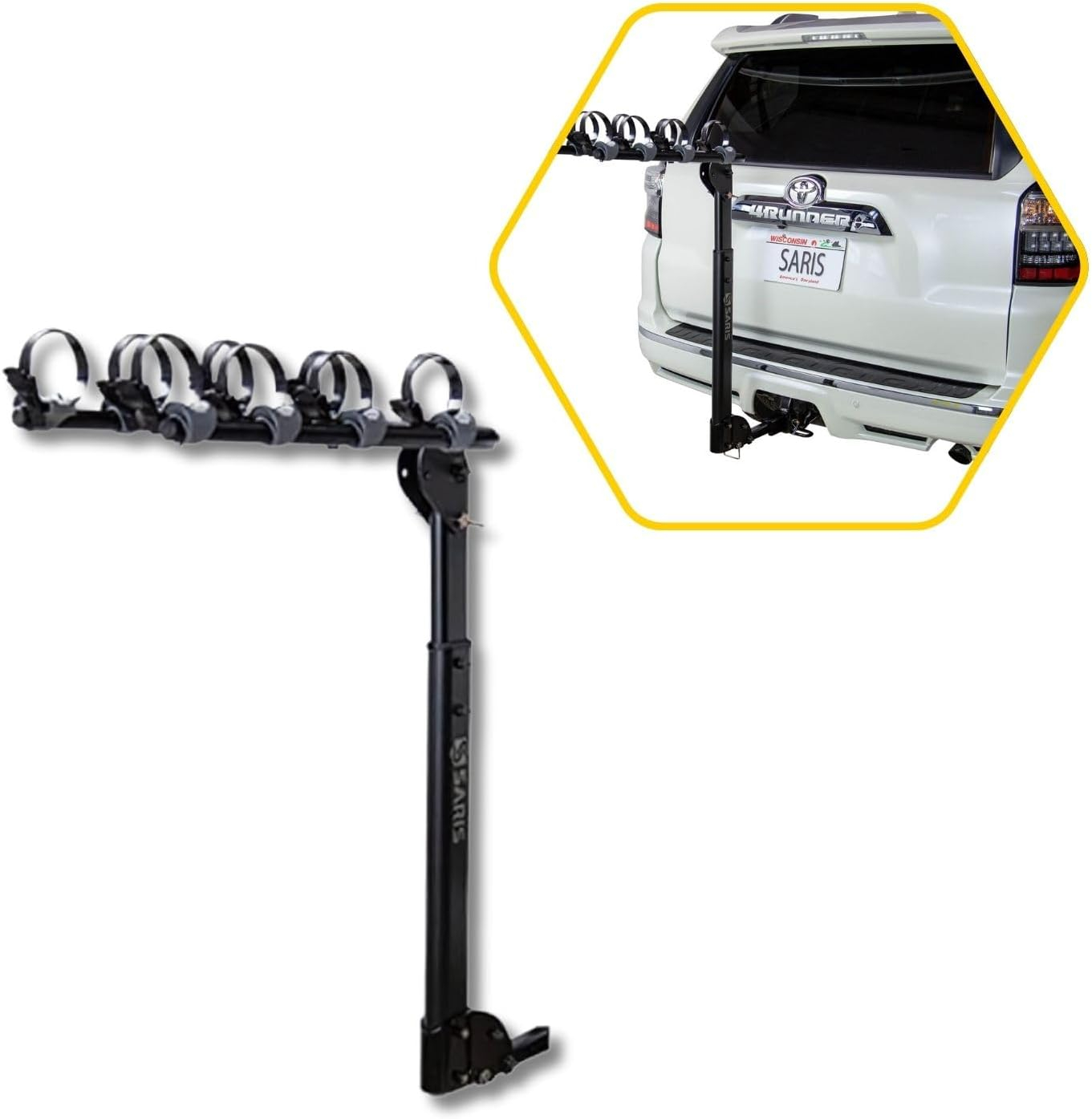 Saris Grand Slam Hitch Bike Rack, Universal 4 Bike Hitch Rack with Hatch Access - Black