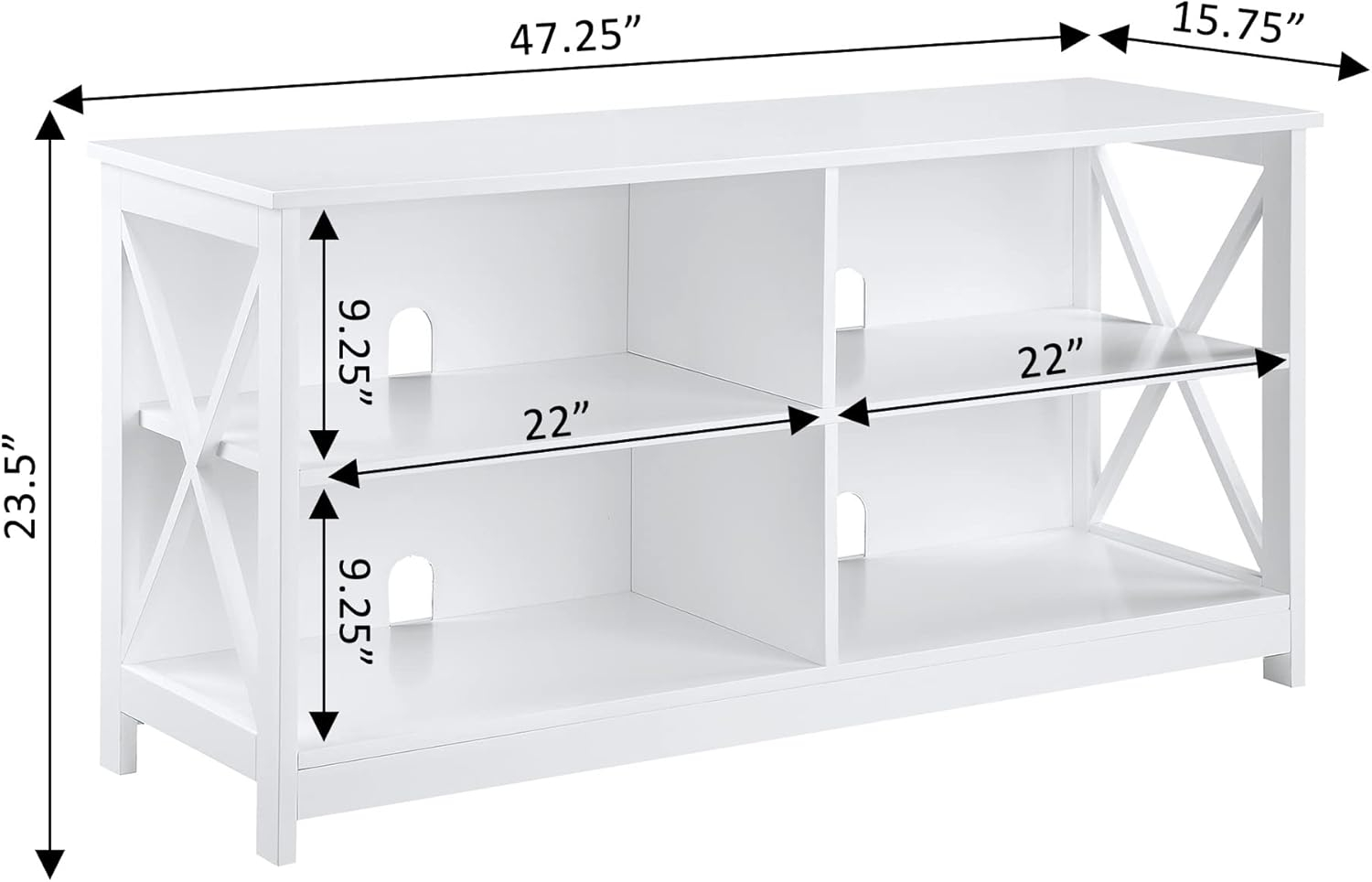 Convenience Concepts Oxford TV Stand in White Wood Finish with Shelves