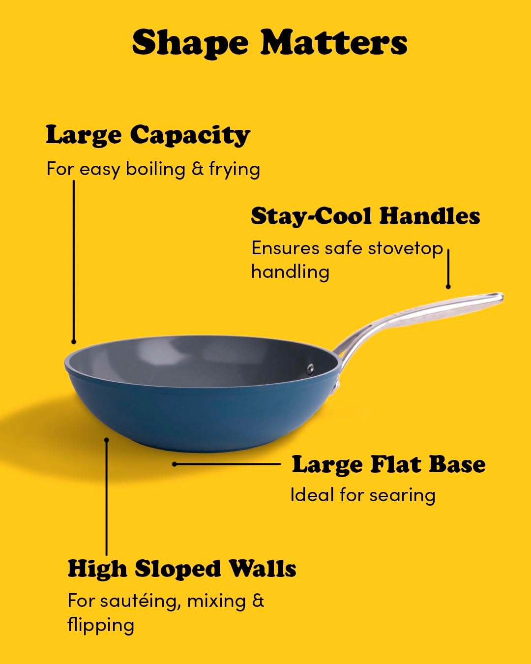 frök Frök Non-Stick Fry Pan Meets Wok With Lid, 11-Inch, Black & Silver