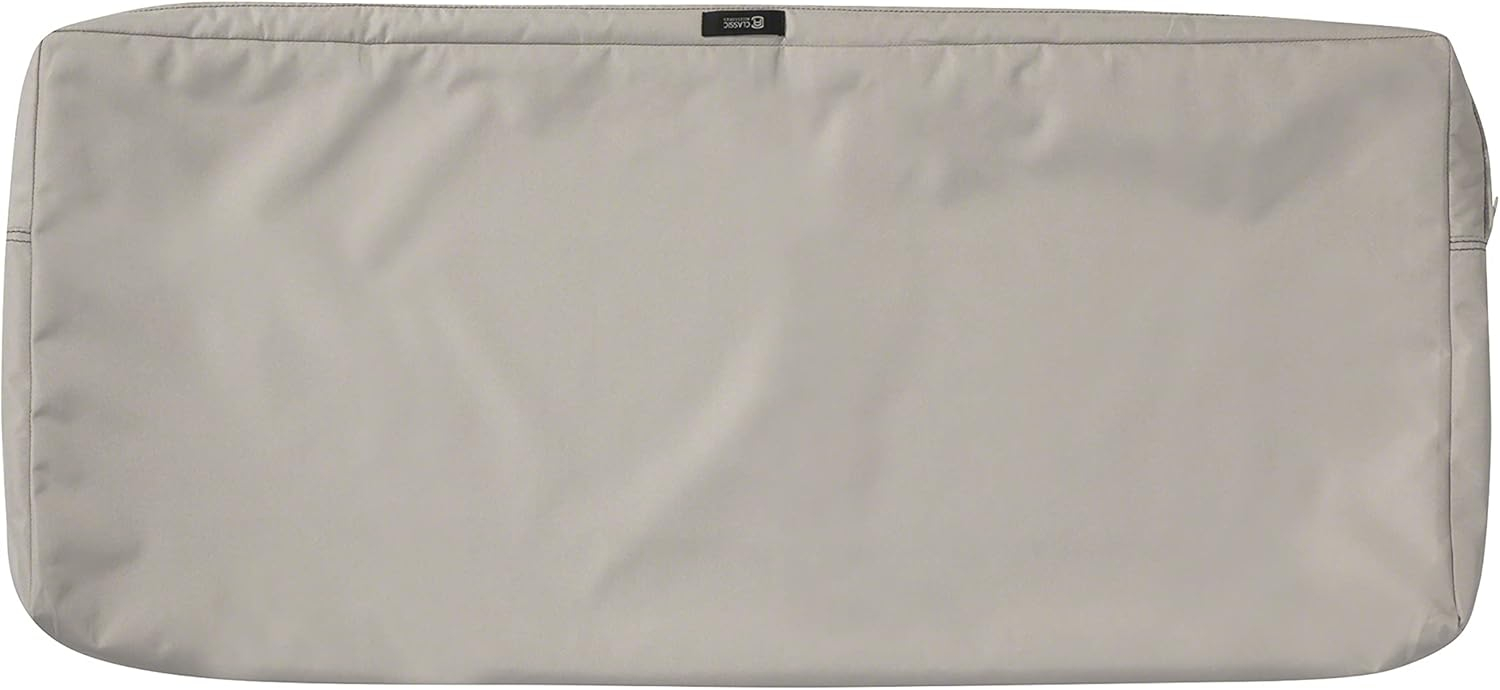 Classic Accessories Ravenna Water-Resistant Patio Bench/Settee Cushion Cover, 42 x 18 x 3 inch, Mushroom