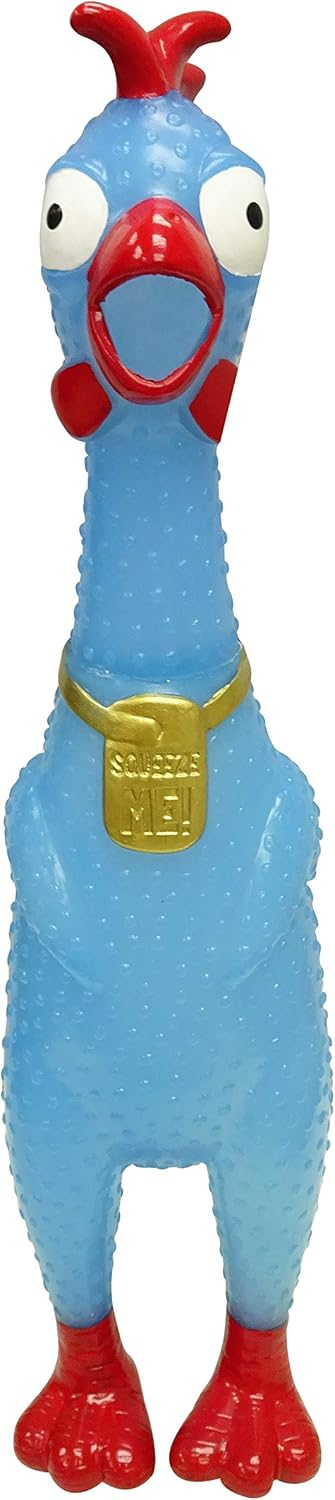 Animolds Squeeze Me Rubber Chicken Toy | Screaming Squeaky Chicken for Kids & Dogs | Novelty Prank Gag Gift (1 Pack Glow in The Dark)