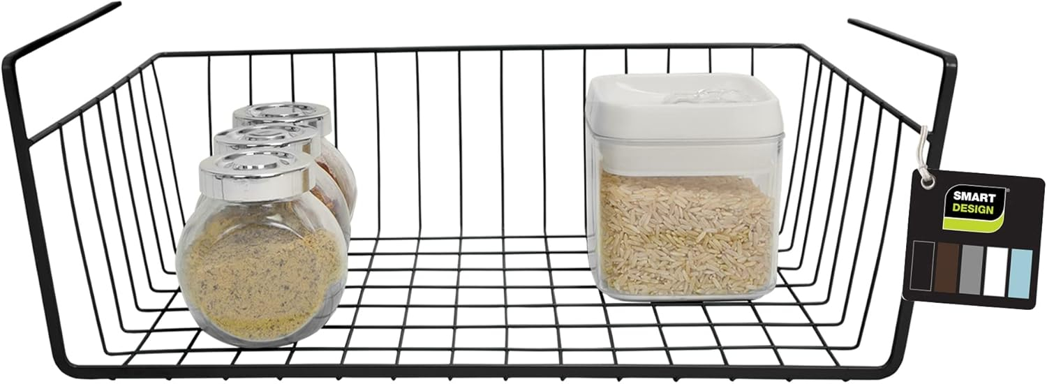 Smart Design Undershelf Storage Basket - Medium - 16 x 5.5 inch - Black