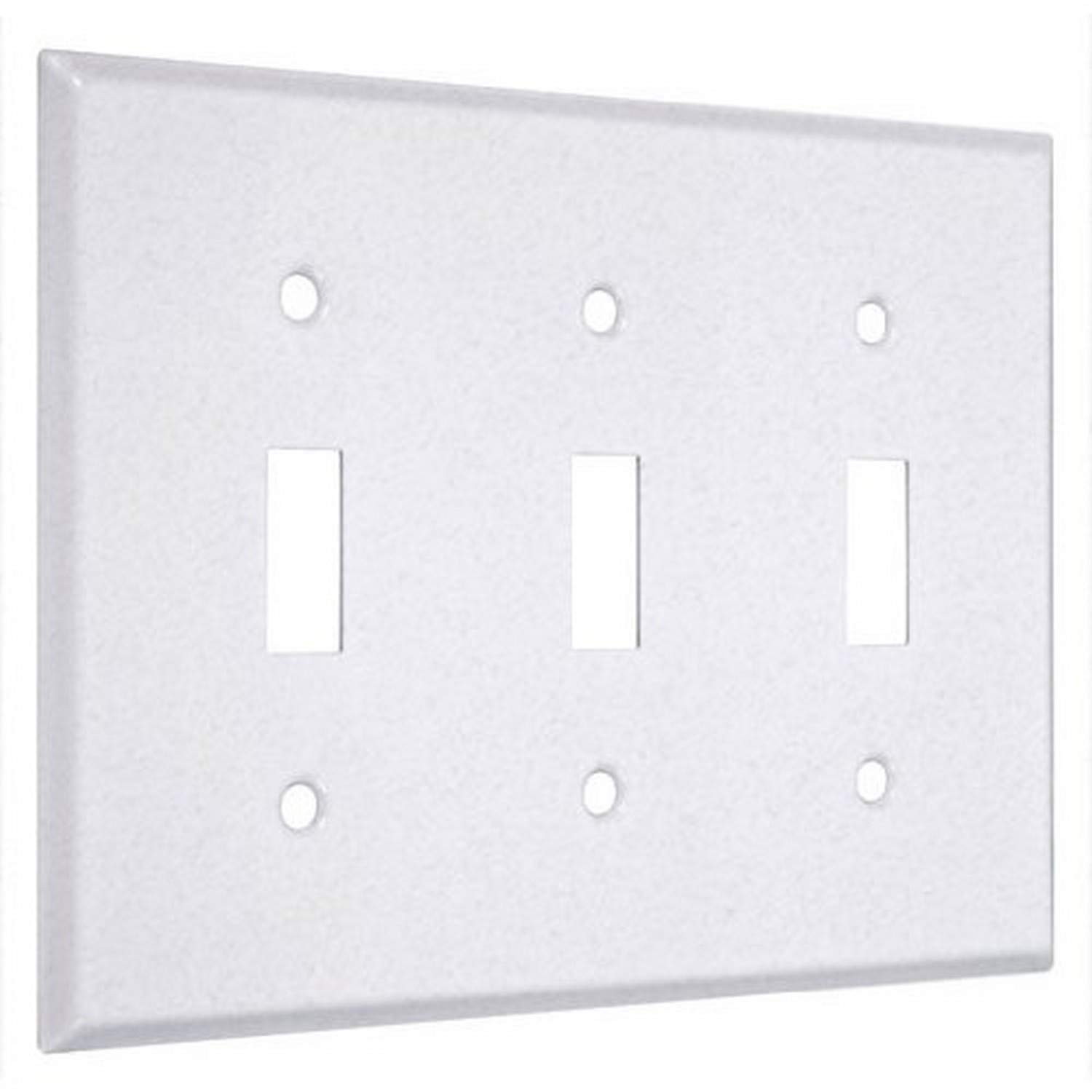 TayMac WTW-TTT 3-Gang White Textured Metal Standard 3-Toggle Wall Plate WTW-TTT, Outlet Cover Wall Plate with Screws, Light Switch Cover Plate for 3 Devices