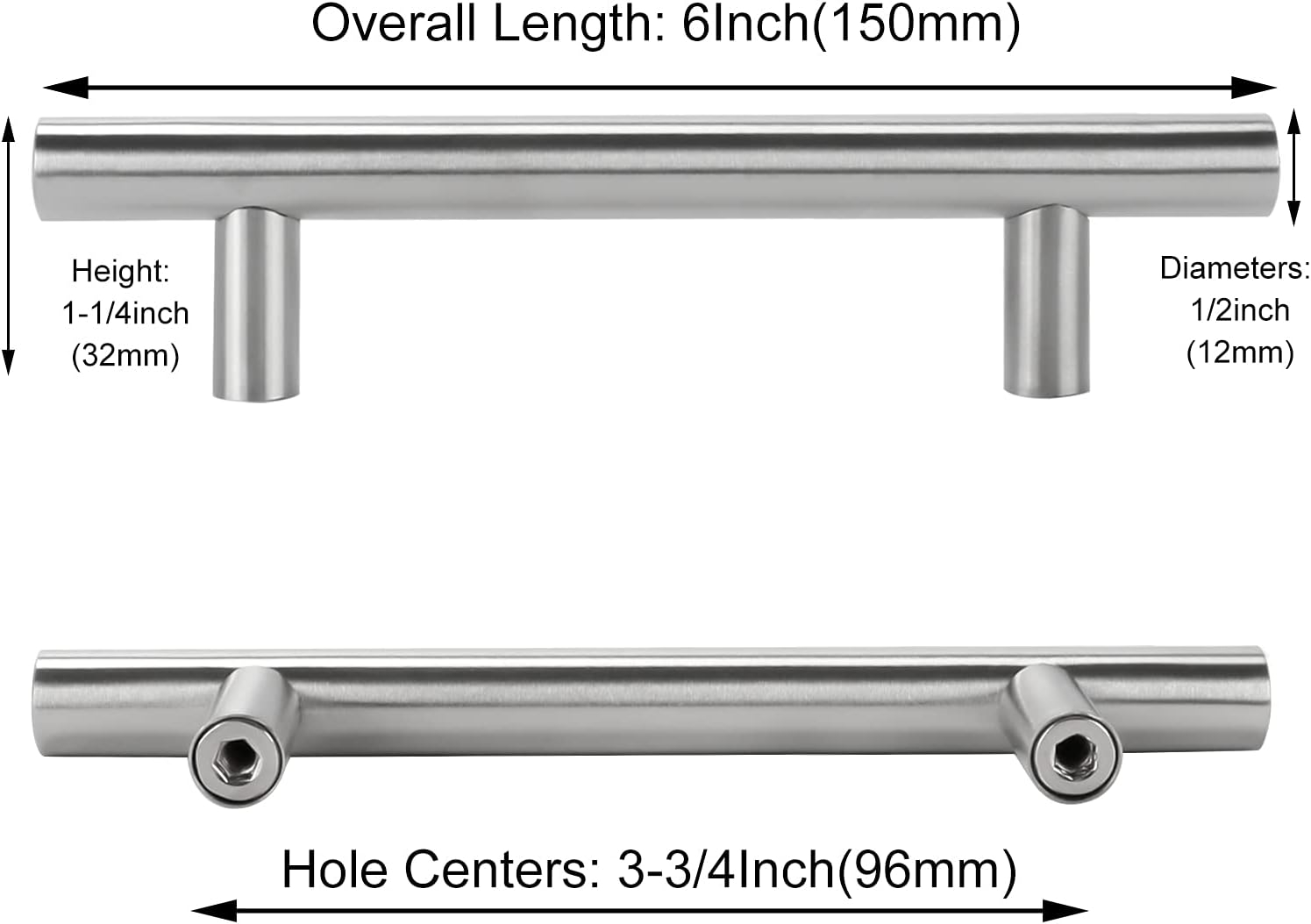 homdiy 10 Pack Brushed Nickel Cabinet Pulls 3 Inch Kitchen Cabinet Handles Stain Steel Cabinet Hardware for Kitchen and Bathroom Cabinets, 5 Inch Overall Drawer Pull