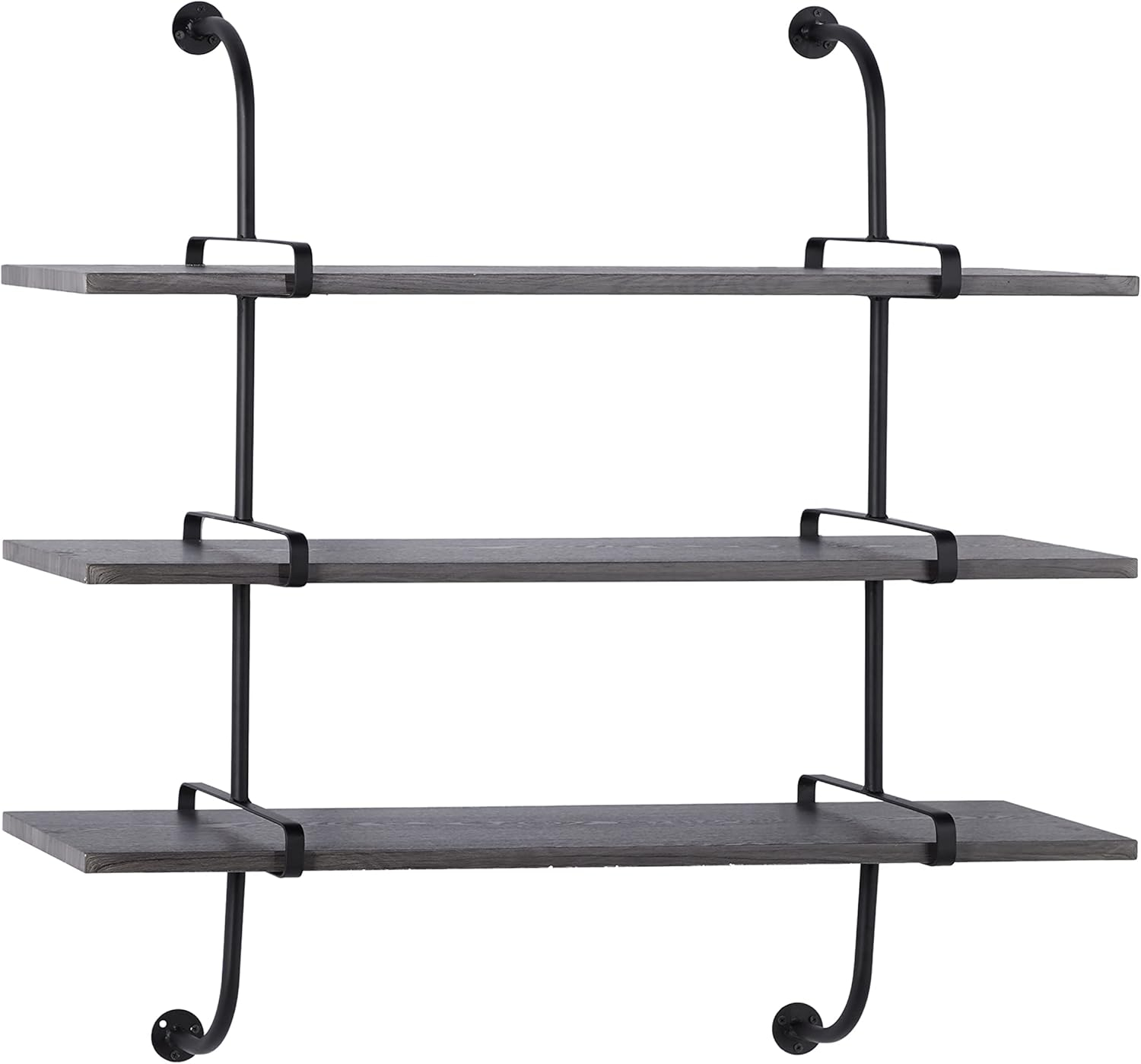 DecMode 38" x 10" 3-Tier Gray Wall Shelf