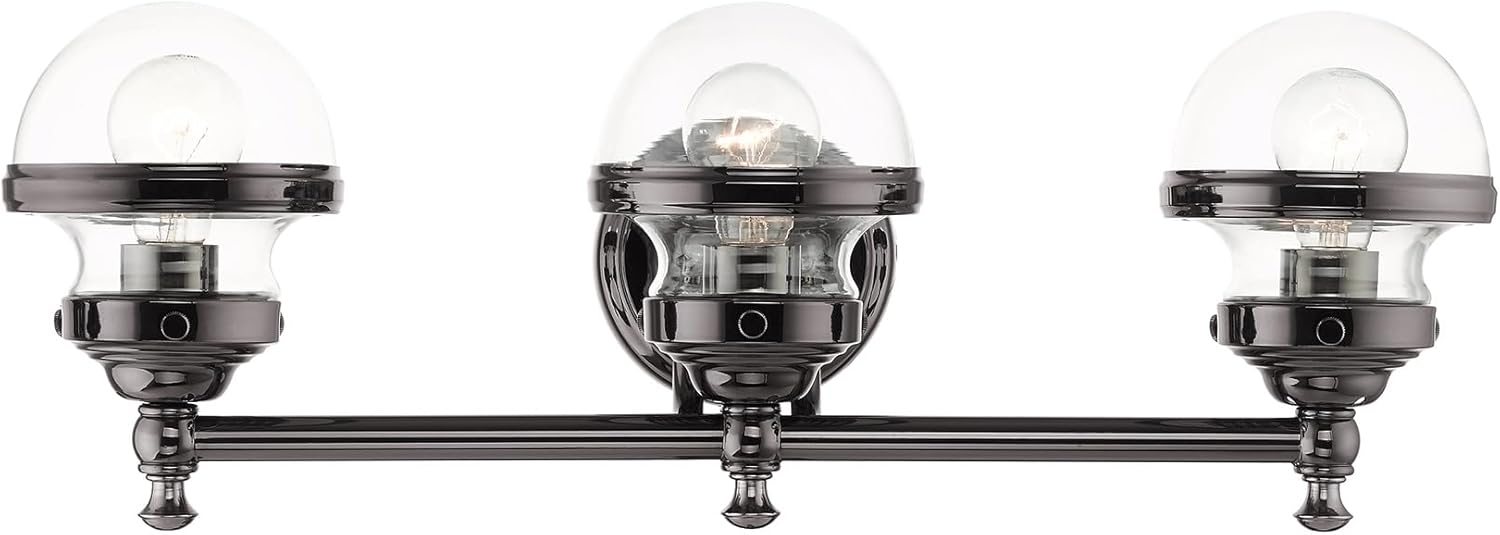 Livex Lighting Oldwick 3 - Light Vanity in  Polished Black Chrome
