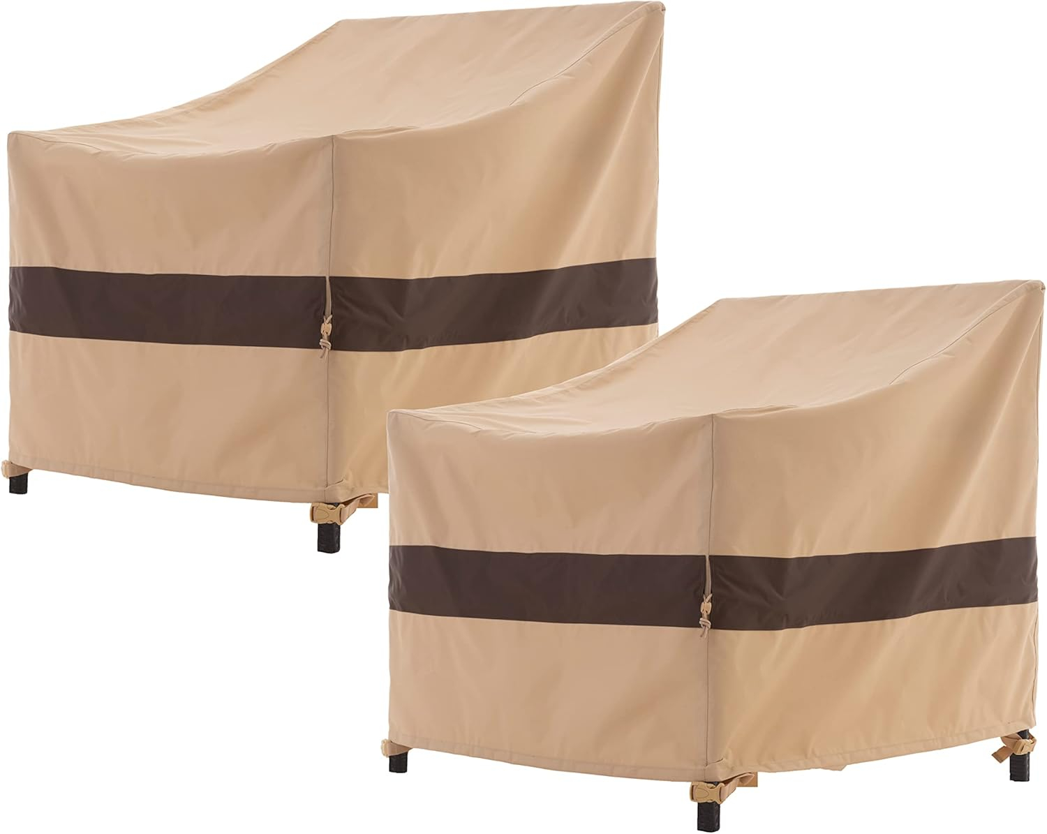 WJ-X3 Waterproof Patio Outdoor Adirondack Lounge Chair Covers, 34" W x 36" D x 36" H, Beige & Coffee
