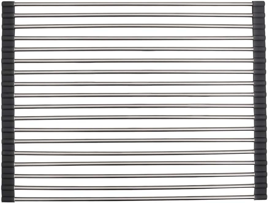 Strictly Sinks Stainless Steel Dish Drying Rack Polished Chrome Multipurpose Foldable Roll Up Rack