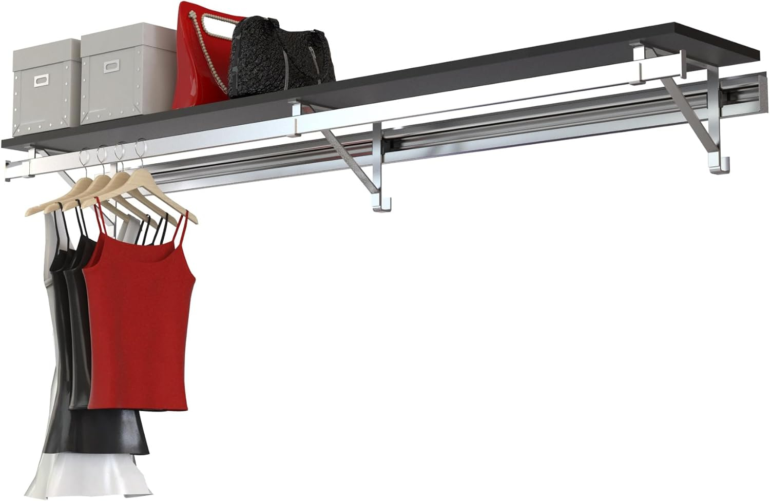 Heavy Duty Closet System in Espresso and Silver (56 in W x 11.75 in. D x 8 in. H (31 lbs.))