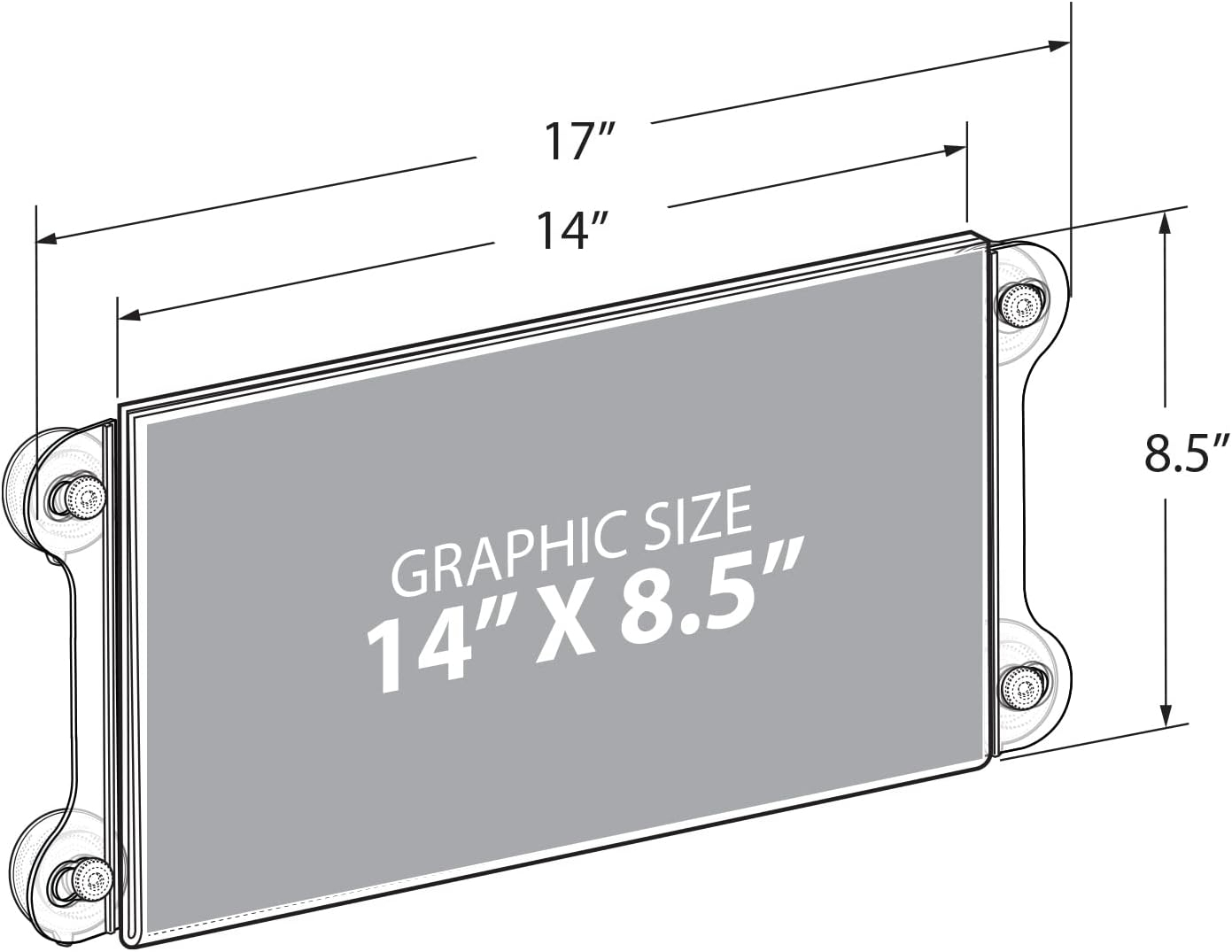 Clear Acrylic Landscape Sign Holder with Suction Cups, Pack of 2