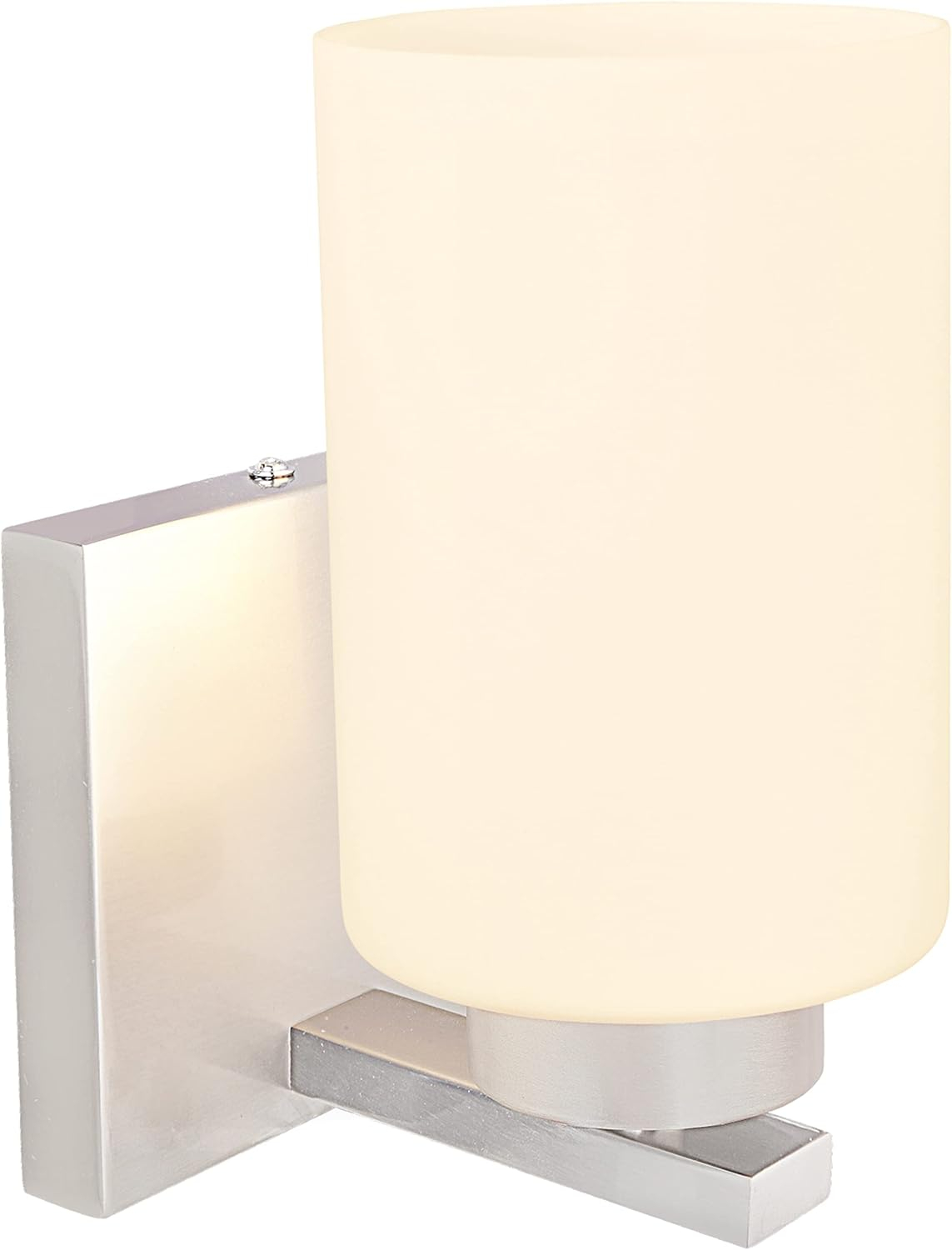 Aspen Creative 62218, One-Light Metal Bathroom Vanity Wall Light Fixture, 4-3/4" Wide, Transitional Design in Satin Nickel