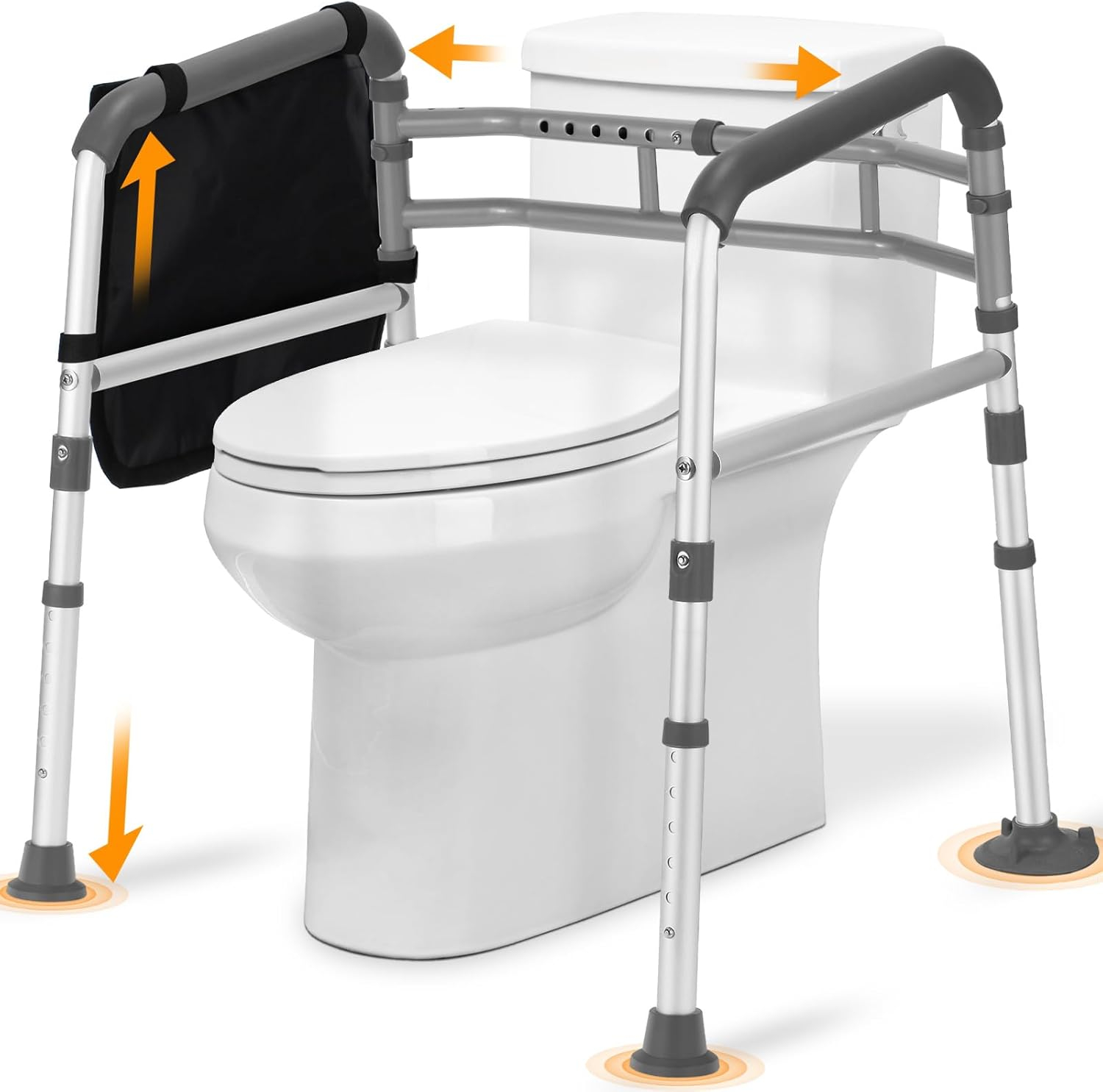 Toilet Safety Rails for Seniors, FSA/HSA Eligible Adjustable Height & Width Toilet Safety Frames with Handles,Toilet Rails with Reinforced Bars & Suction Cups for Disabled Elderly Bariatrics