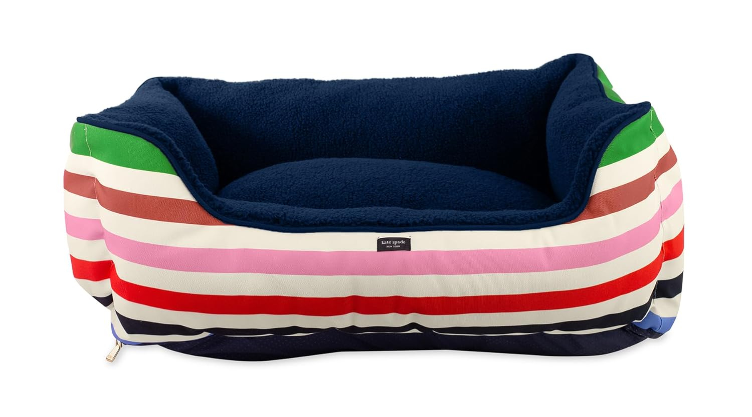 Adventure Stripe Multicolor Polyester Bolster Dog Bed