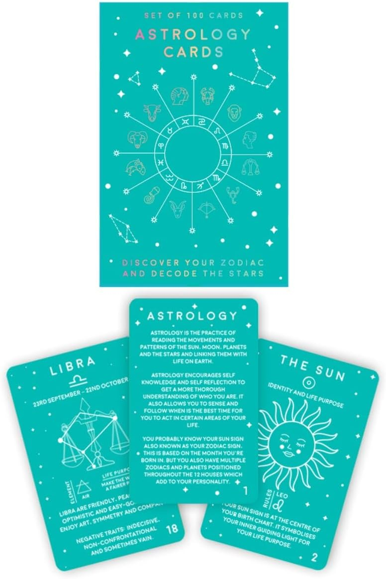 Gift Republic 100 Astrology Cards - guides you through how to read your astrology chart and understand its hidden meanings.