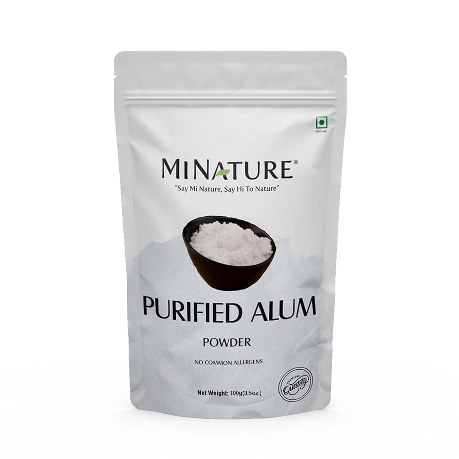 Mi Nature Alum Powder Potassium (Fitkari/Phitkari) -100% Natural Skincare for Acne, Odor Control & Water Purification Face Mask for |Pore Refining 100g |Face Pack Powder |Cruelty-Free