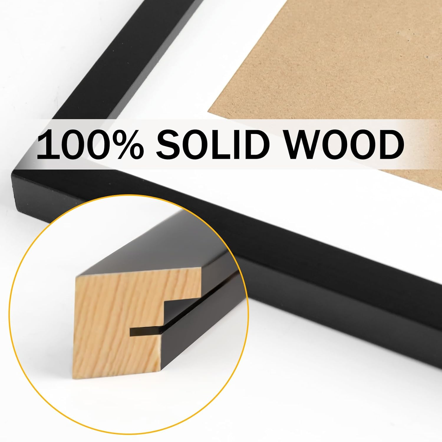 Picture Frames 8x8 2 Pack Nature Solid Black Wood for Wall Mounting and Tabletop Display