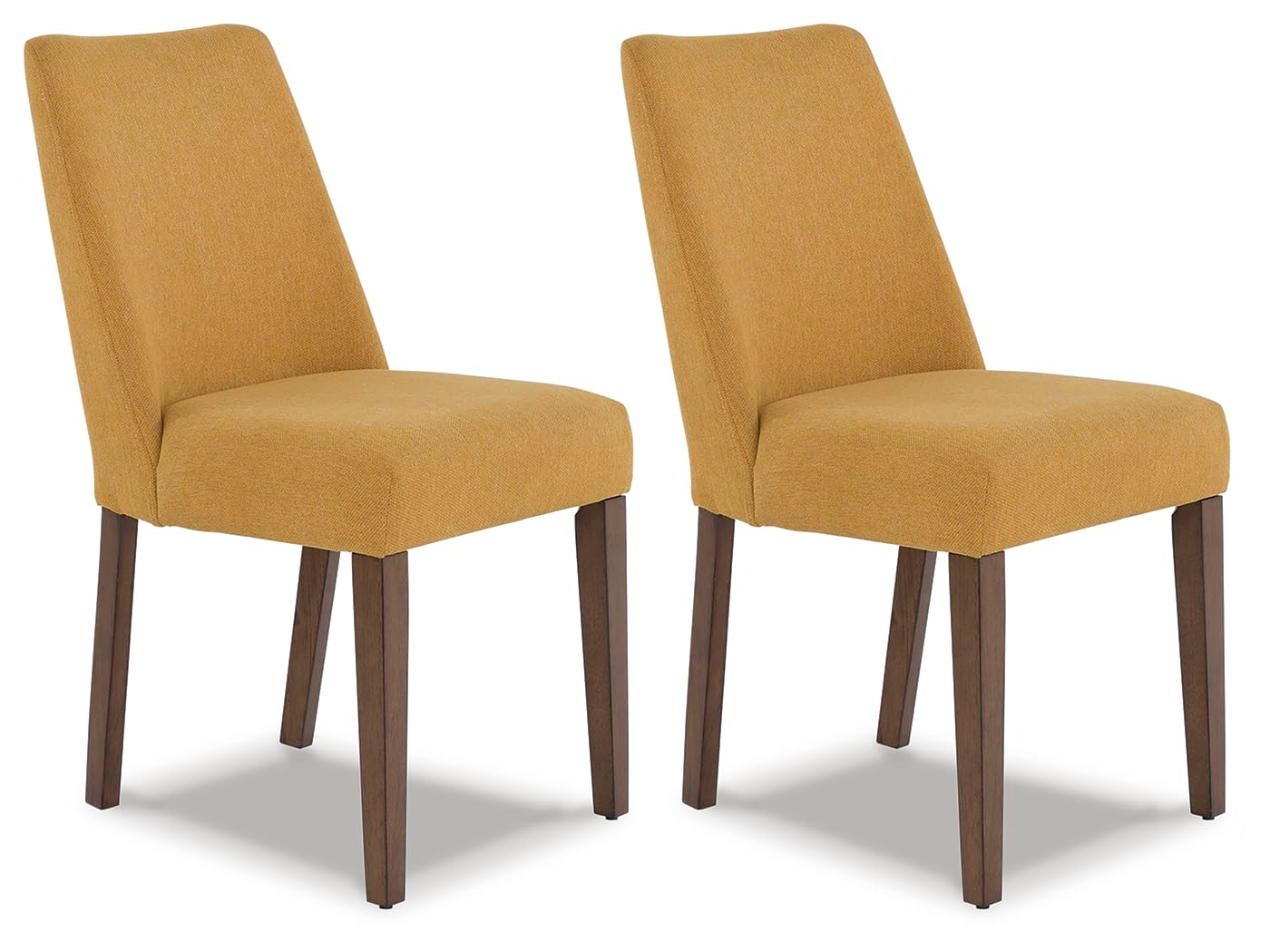 Mustard Yellow and Brown Upholstered Wood Side Chair Set