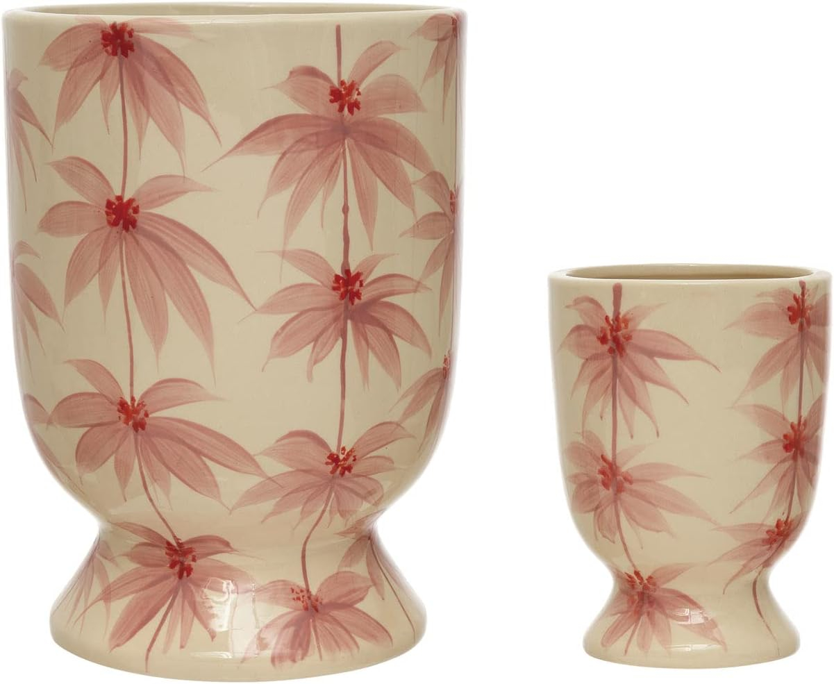 Creative Co-Op Round Stoneware Footed Planter