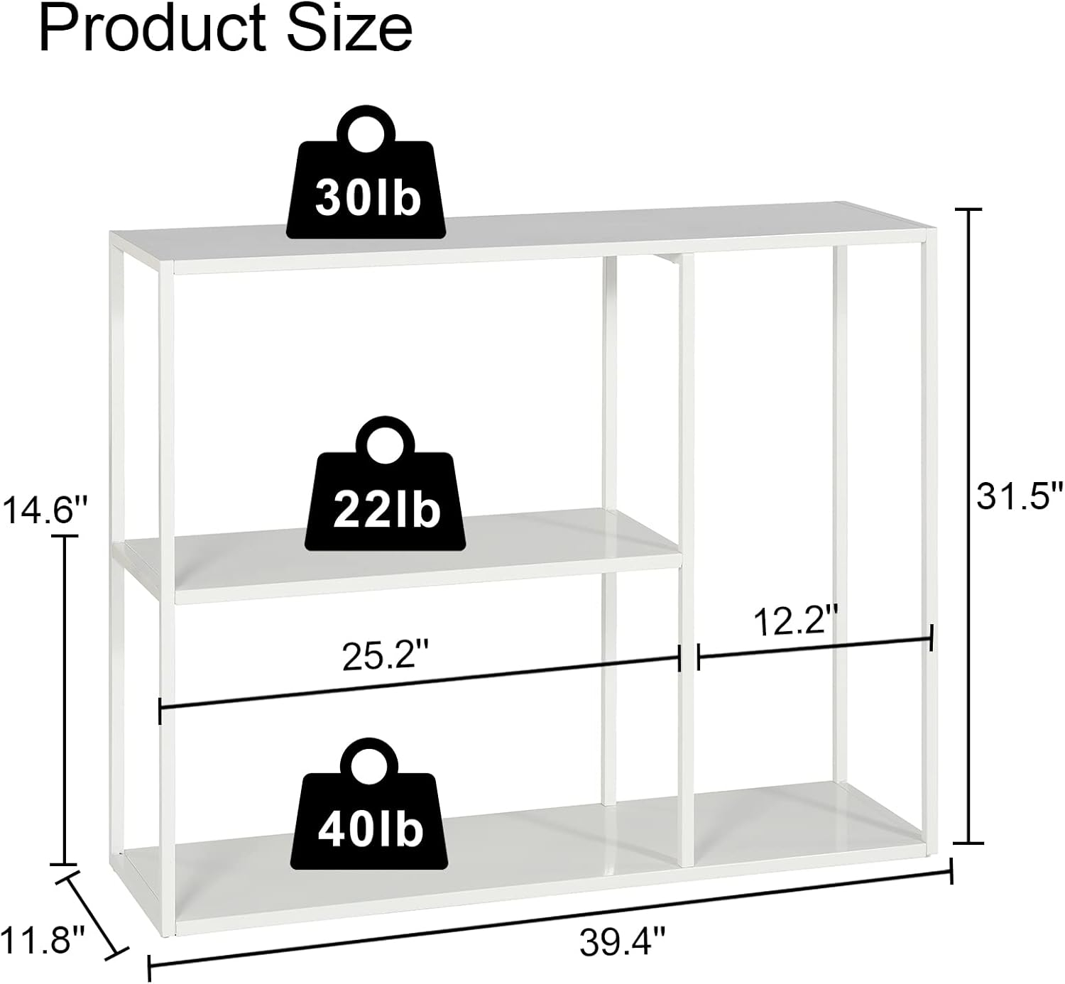DCLRN Modern Metal Console Table with Storage Rack Ideal for Entryway,Foyer,Hallway,Couch,Living Room,Bar,and Kitchen-White