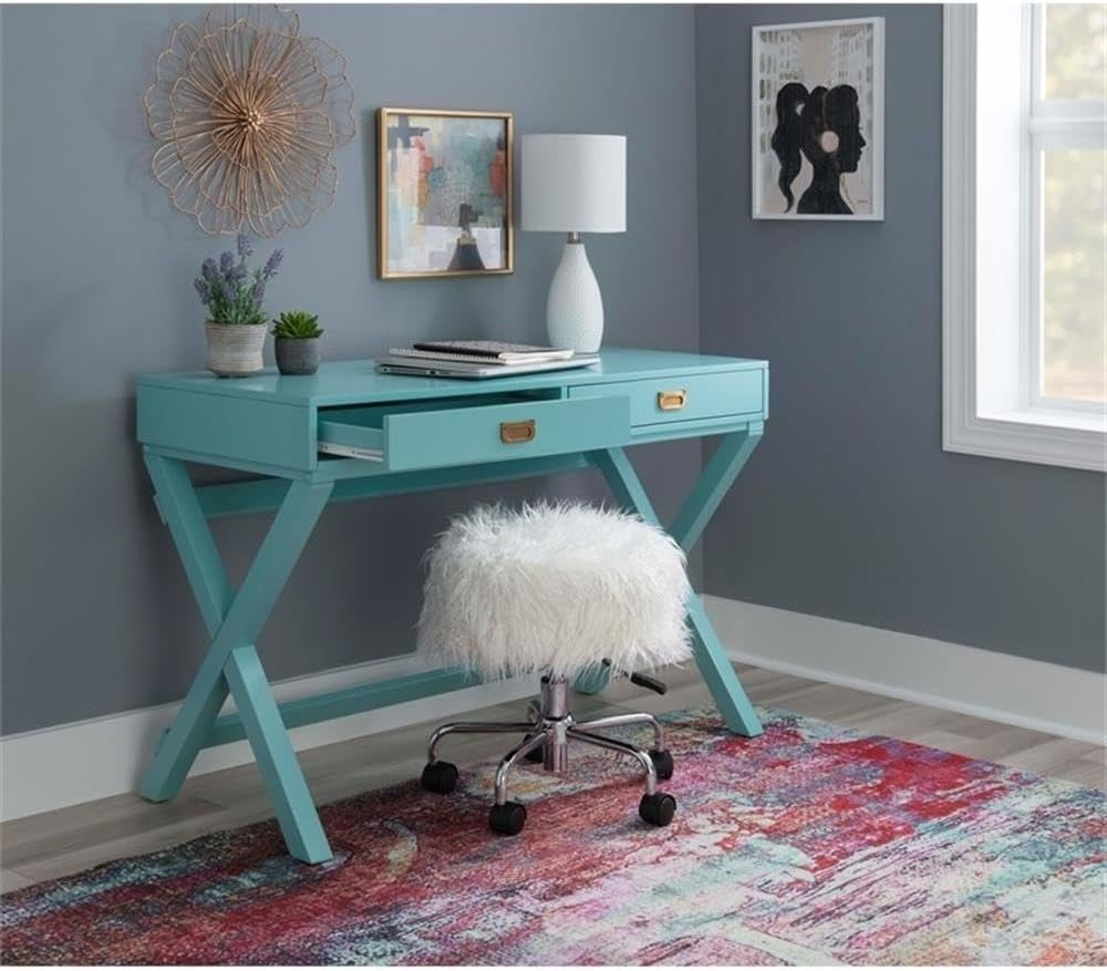 Riverbay Furniture Contemporary Wood Writing Desk in Blue