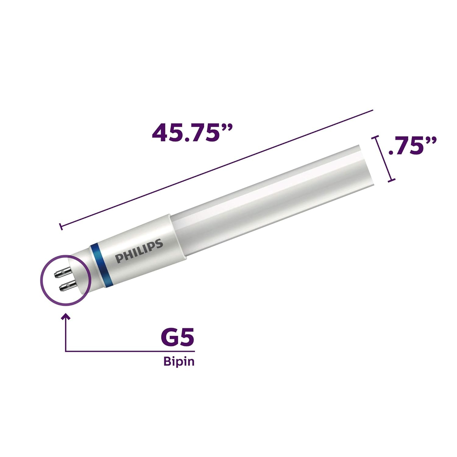 54-Watt Equivalent 46 in. Linear T5 Type A InstantFit LED Tube Light Bulb Daylight (5000K) (10-Pack)