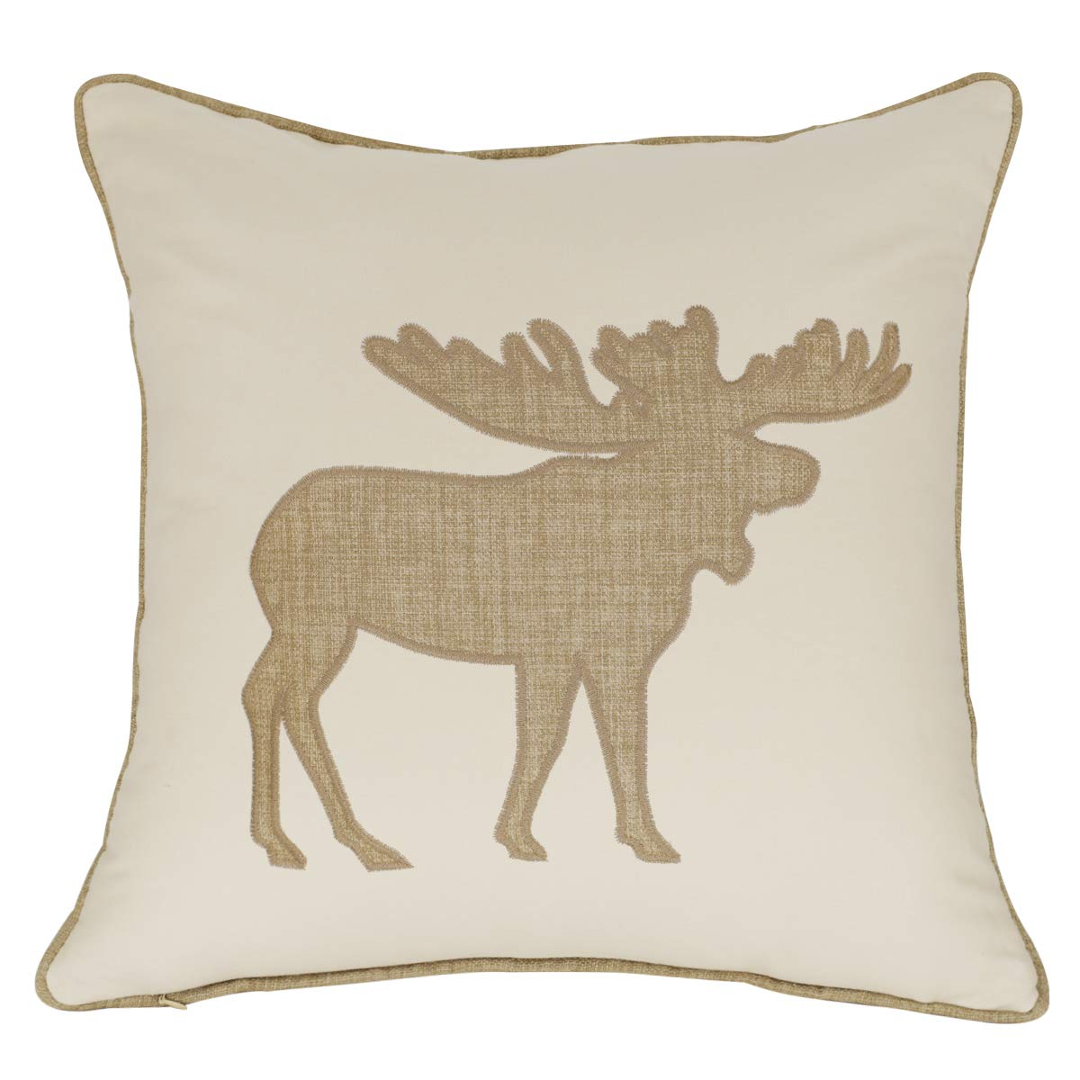 Embroidered Throw Pillow Covers Moose Pattren 18x18 Inches for Living Room Cotton Cushions Covers (Khaki)