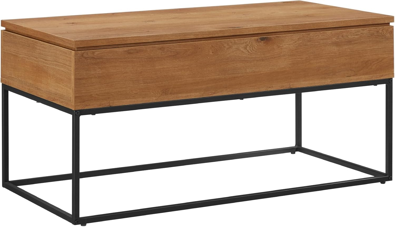 Walker Edison Modern Wood and Metal Lift-Top Coffee Table, English Oak