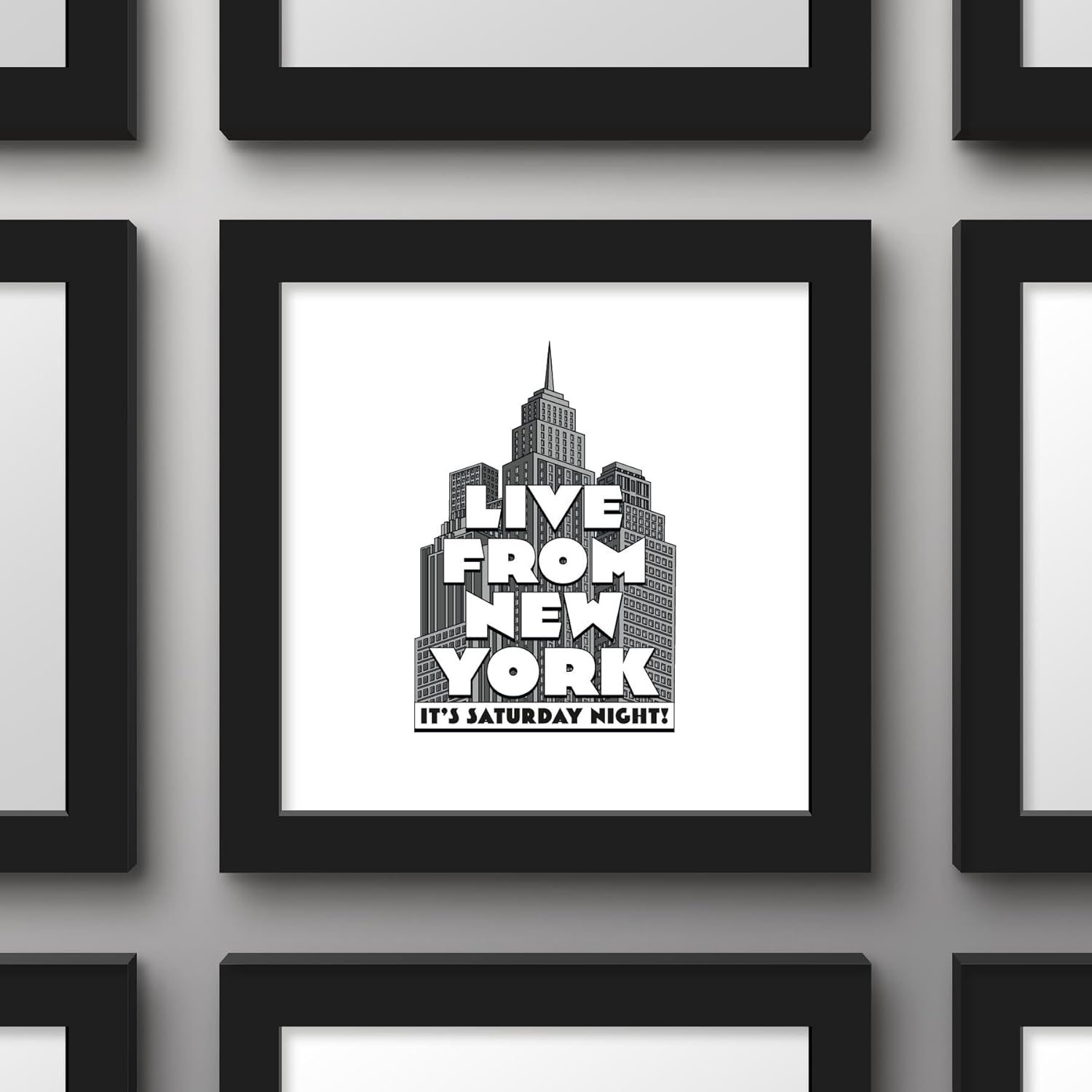 Gallery Pops Saturday Night Live - Live From New York Skyline Wall Art, Black Framed Version, 12" x 12"
