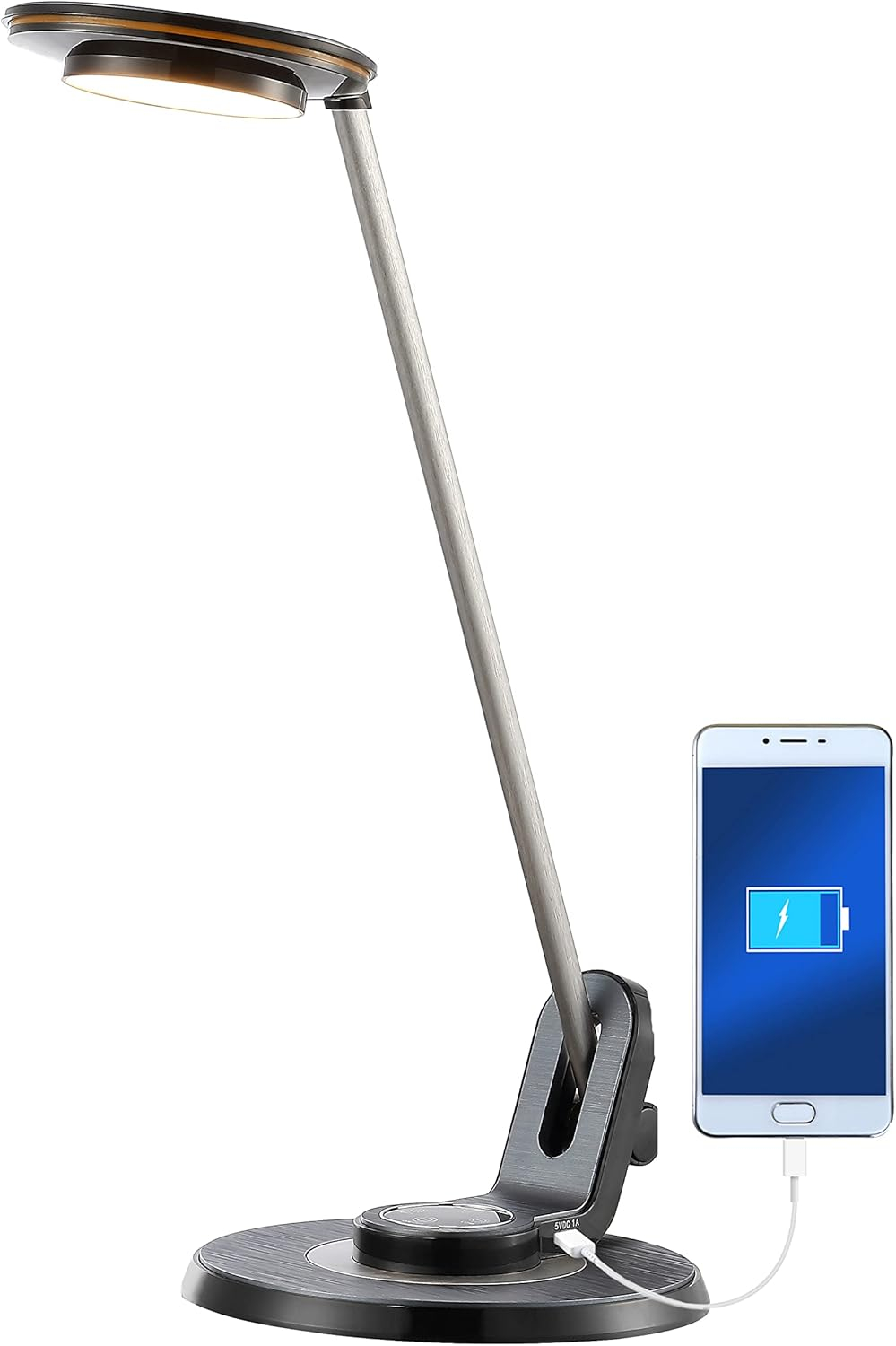 JONATHAN Y JYL7701A Dixon 18.5" Aluminum Contemporary Farmhouse Minimalist Adjustable Dimmable USB Charging LED Task Lamp for Bedroom Living Room Office, Black