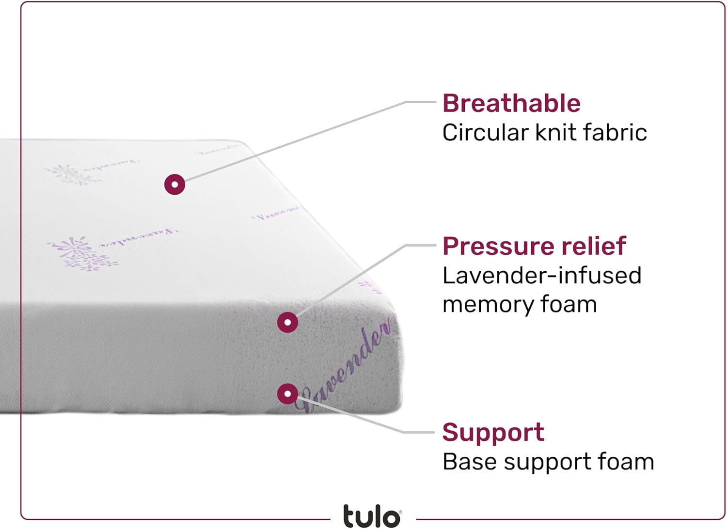 Queen Size 10" Lavender Memory Foam Mattress