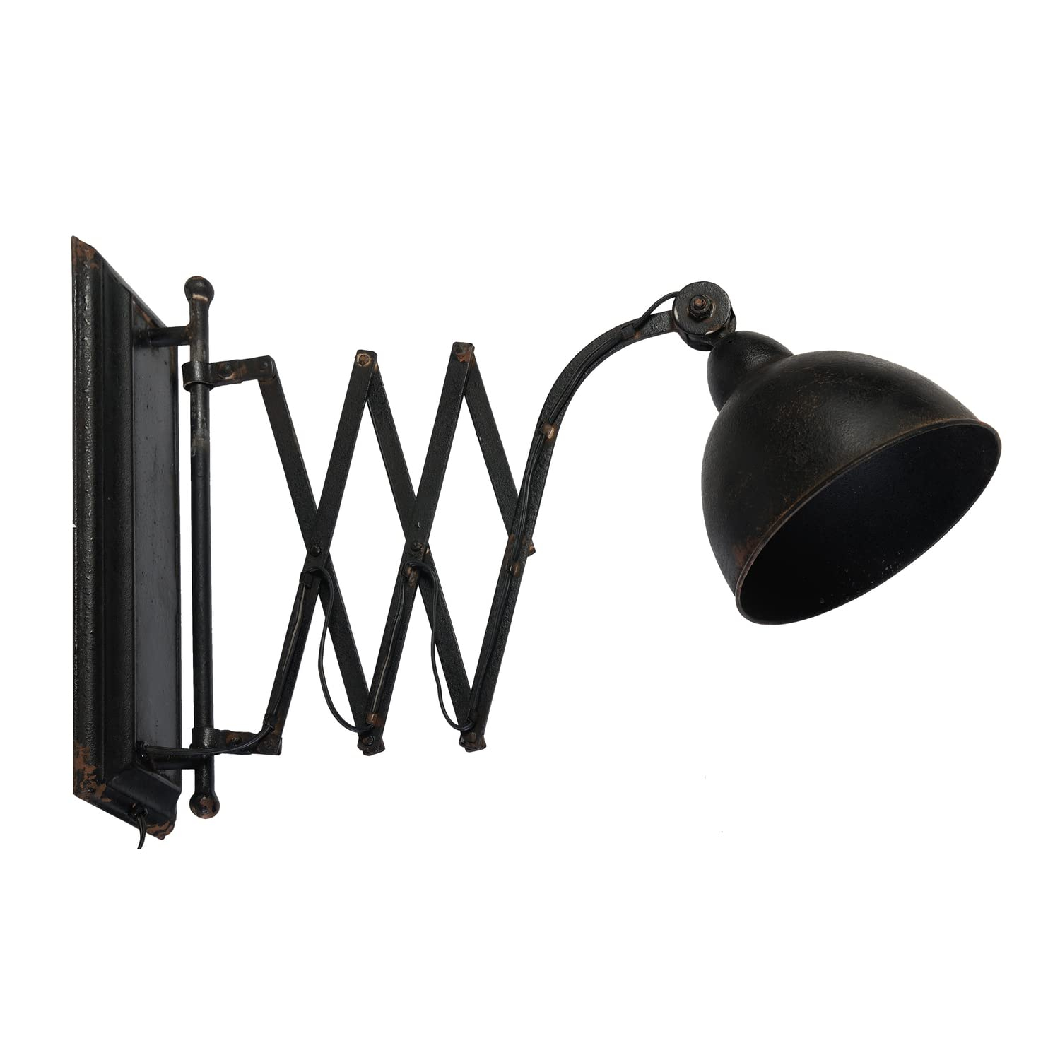 Antique Black Iron Accordion Arm Wall Sconce, 18 inch
