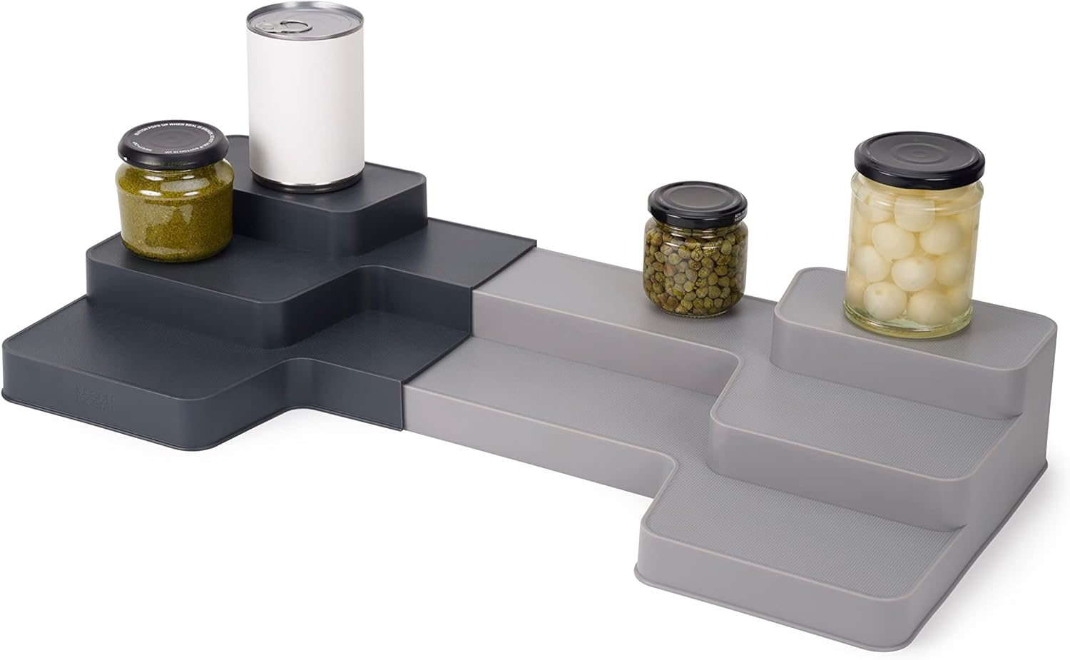 Expandable Gray Polypropylene 3-Tier Shelf Organizer for Cabinets