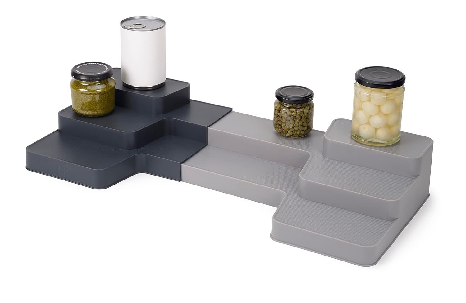 Expandable Gray Polypropylene 3-Tier Shelf Organizer for Cabinets