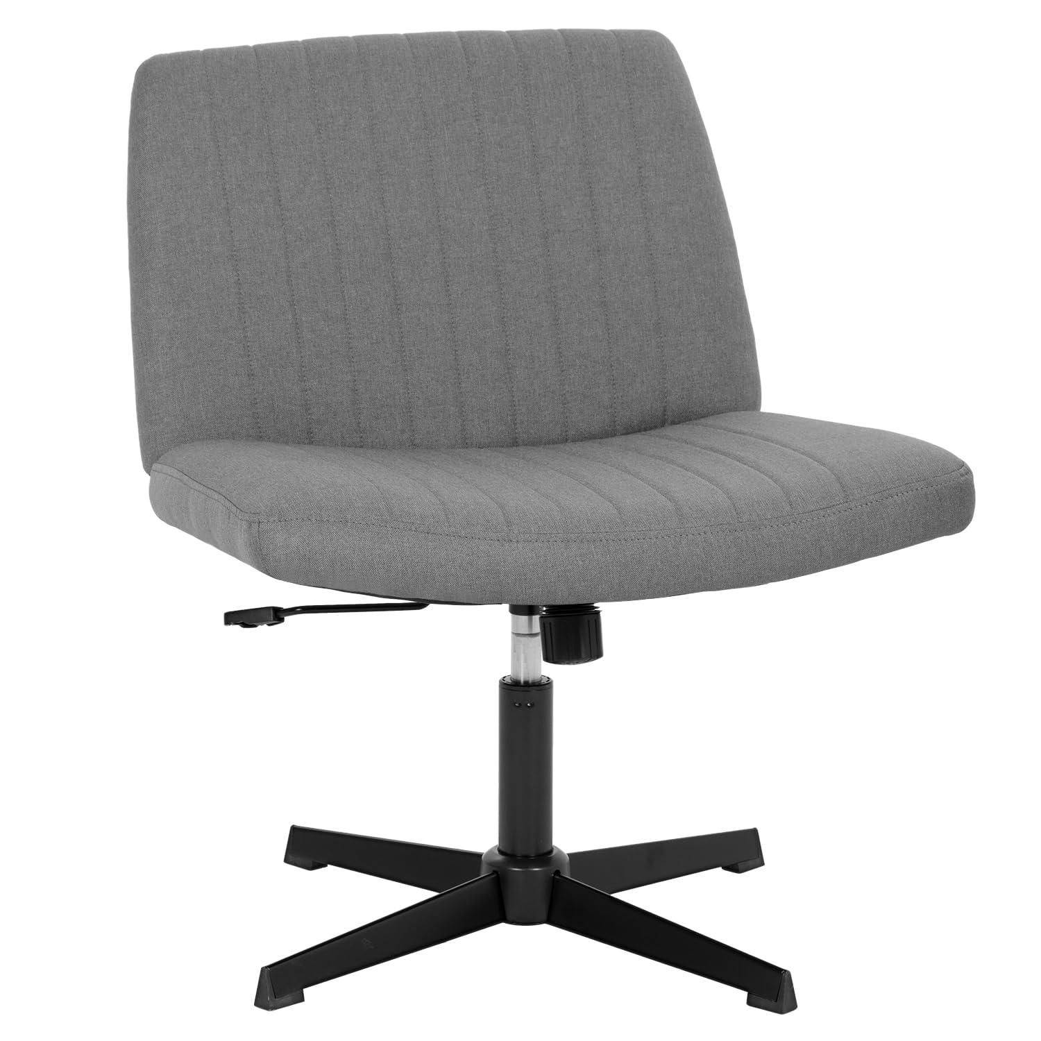 Criss Cross Task Chair Armless No Wheels Modern Swivel Height Adjustable 250lb Capacity  Ergonomic Desk With Wide Seat Back Computer Vanity Home Office  Adult Teen Chairs, Grey