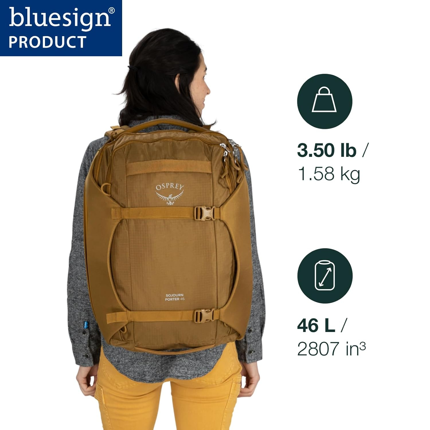 Brindle Brown Nylon 46L Travel Backpack with AirScape Panel