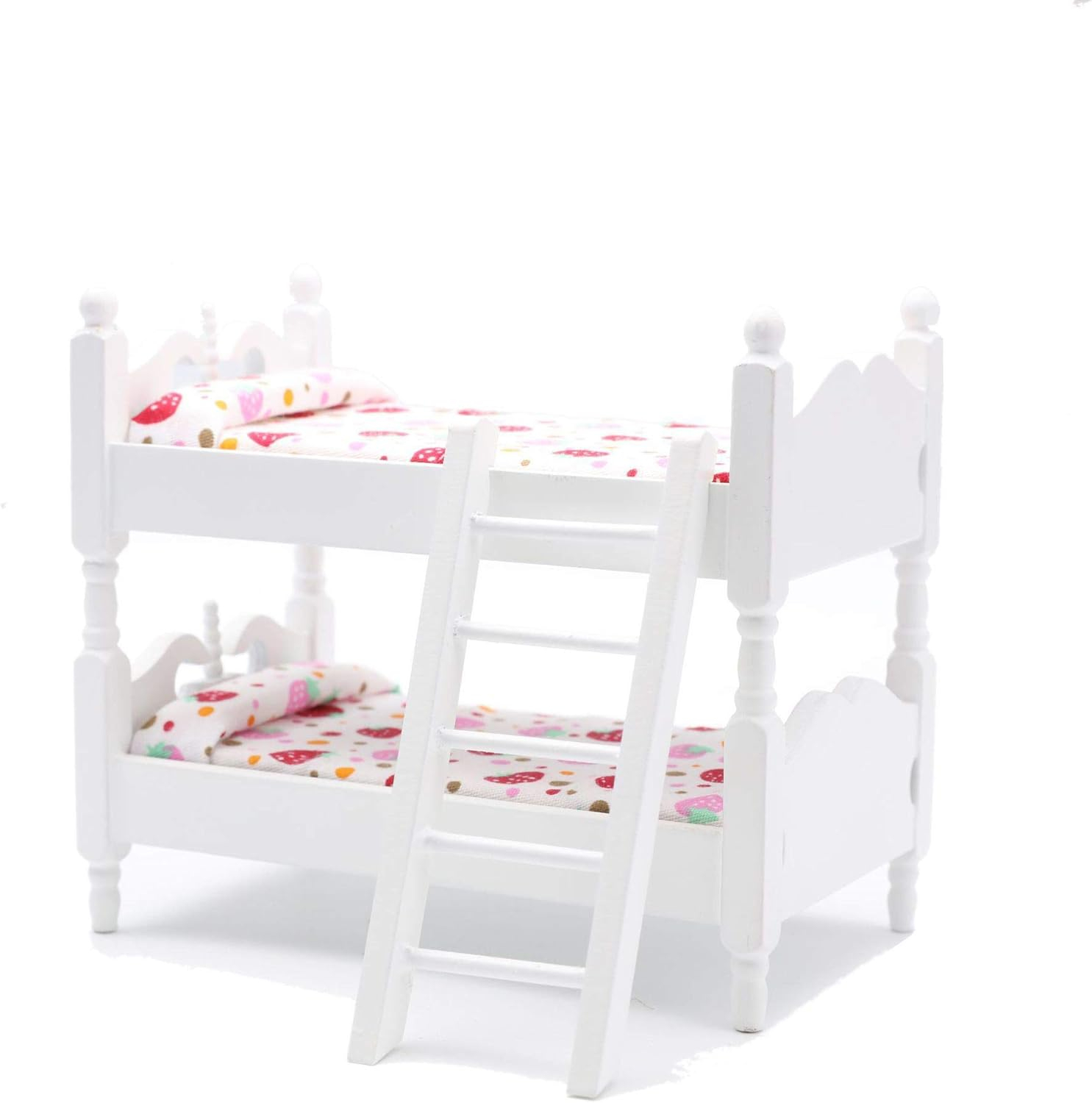Z MAYABBO Wooden Dollhouse Furniture of Baby bunk Bed with Ladder for Miniature Dollhouse Accessories - 1/12 Scale