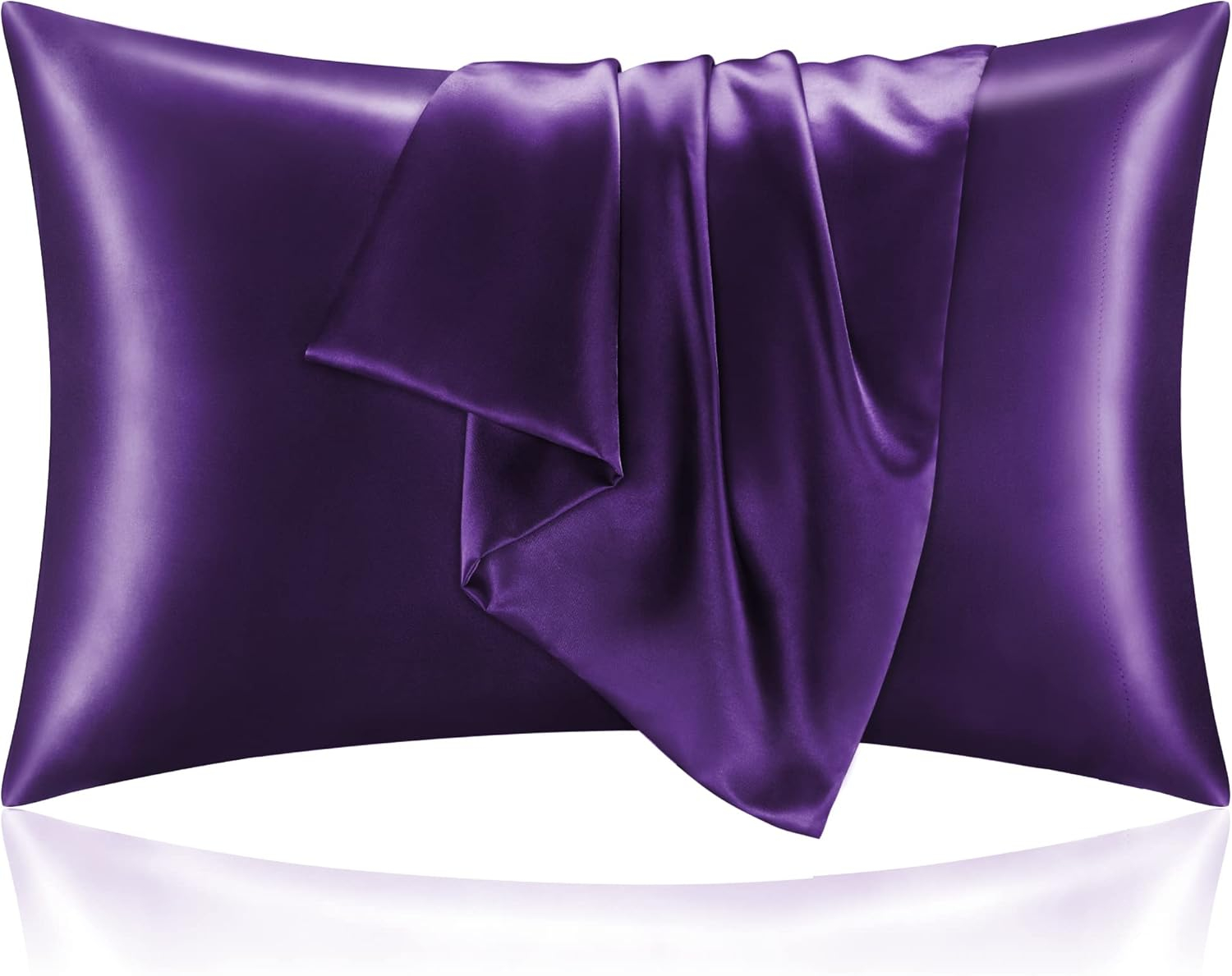 Tainini Clearance!!! Bedsure Satin Pillowcase for Hair and Skin - Silky Pillowcase 20x30 Inches - Set of 2 with Envelope Closure, Similar to Silk Pillow Cases, Gifts for Women Men(Purple）