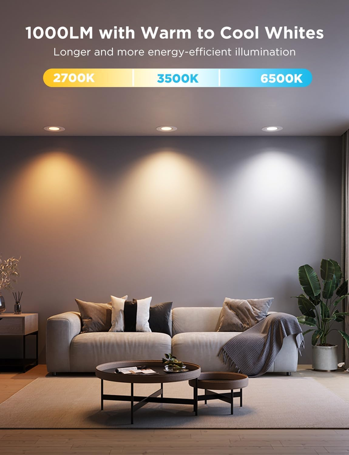 Smart RGBWW LED Recessed Downlight with App Control, 4 Pack
