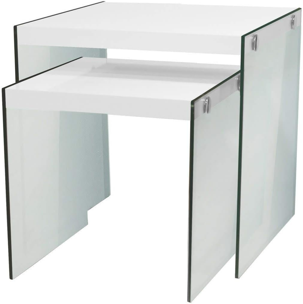 Table, Tempered Glass, Glossy White