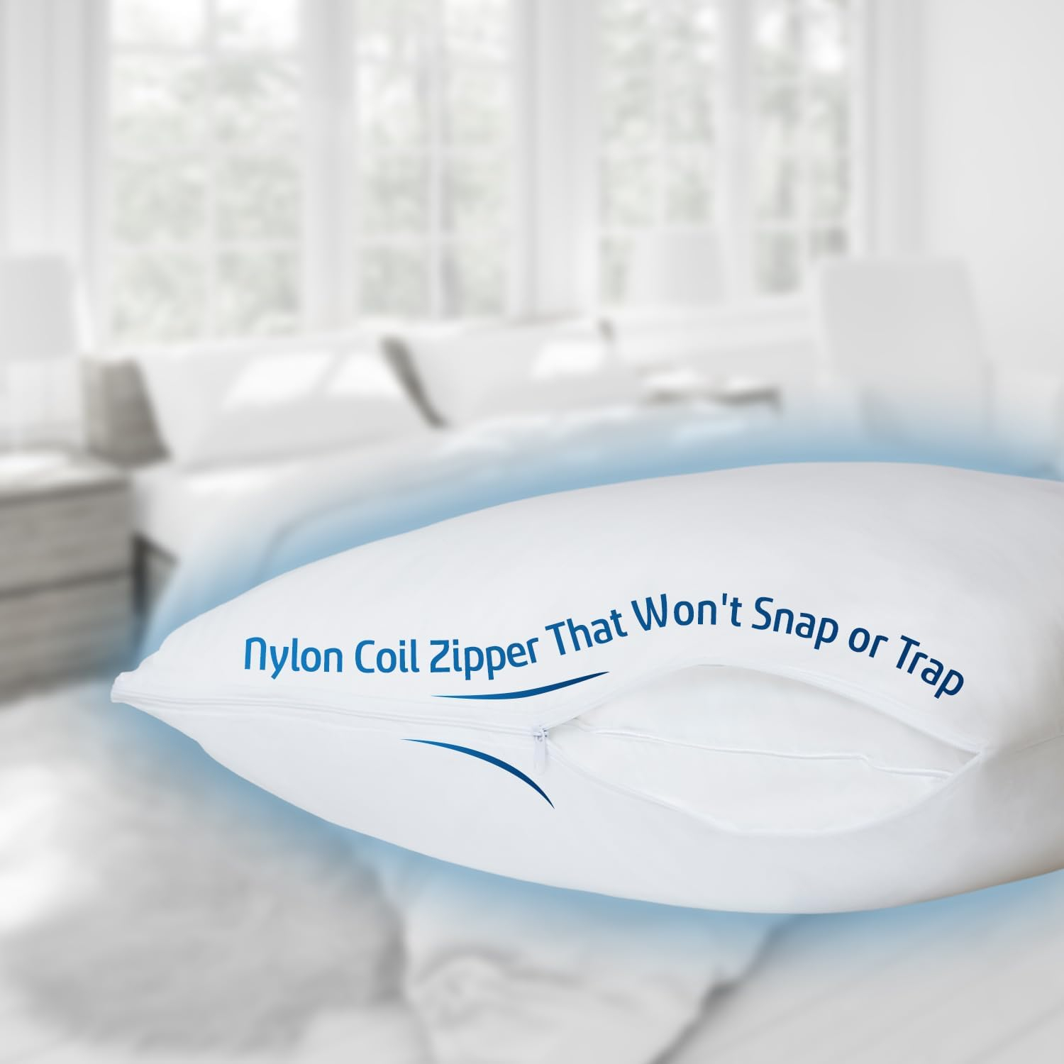 Poly-Cotton Zippered Pillow Cover - King Size Pillow Protector - Protects from Dirt, Dust, and Debris - 2 Pack